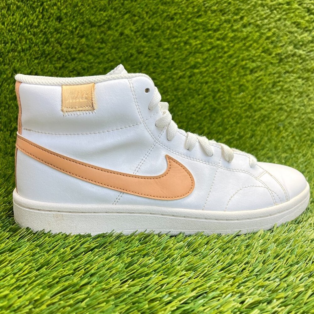 Nike Court Royale 2 Mid Mens Size 8.5 White Brown Athletic Leather Shoes Sneaker